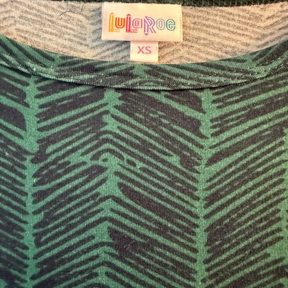 LuLaRoe Green/NavyBlue  Ribbed Sheath Midi Julia Dress - Picture 2 of 3